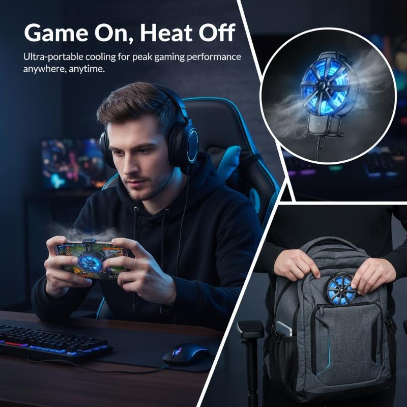 Essential Gaming Accessories - مروحة تبريد محمولة للهاتف المحمول، مبرد