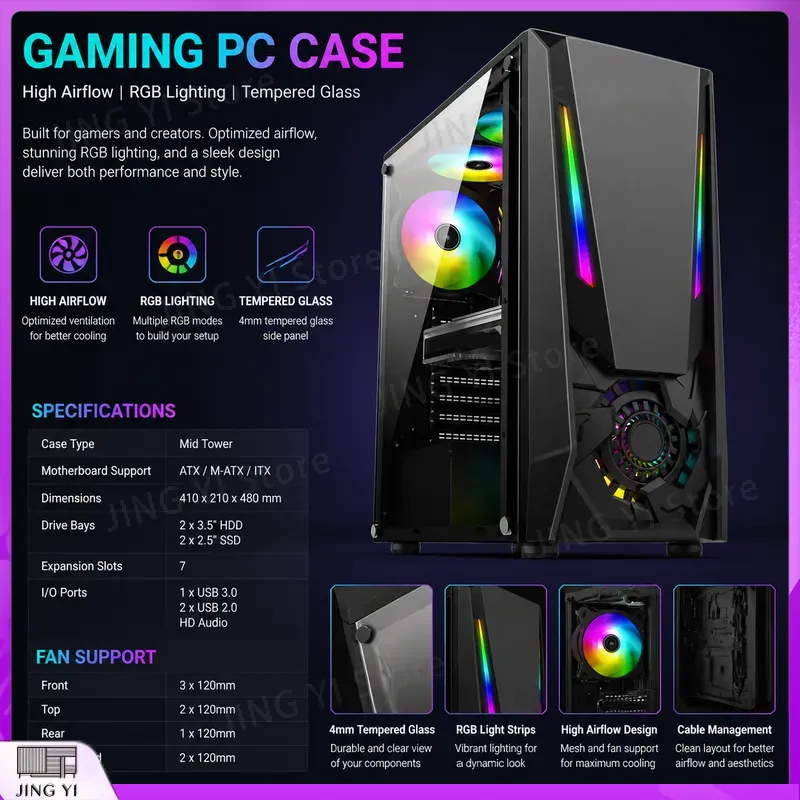 علبة كمبيوتر للألعاب ATX مع زج - مراجعة Gaming Hardware And Accessories وسعره