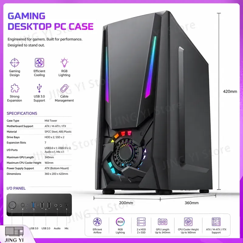 علبة كمبيوتر للألعاب ATX مع زج - مراجعة Gaming Hardware And Accessories وسعره