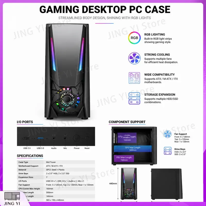 علبة كمبيوتر للألعاب ATX مع زج - مراجعة Gaming Hardware And Accessories وسعره