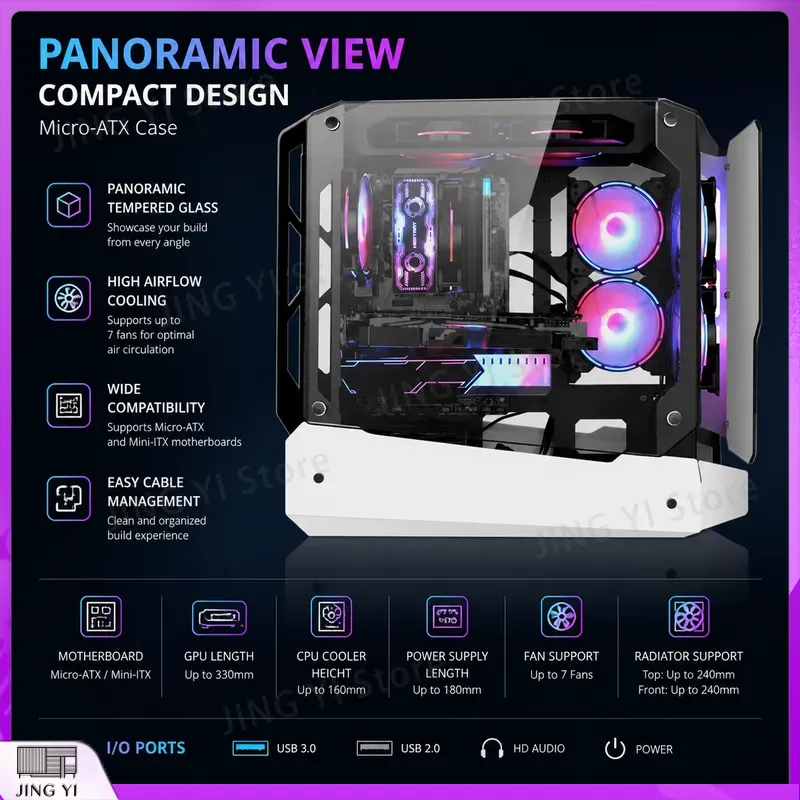 علبة كمبيوتر للألعاب mATX، هيك - مراجعة Gaming Hardware And Accessories وسعره